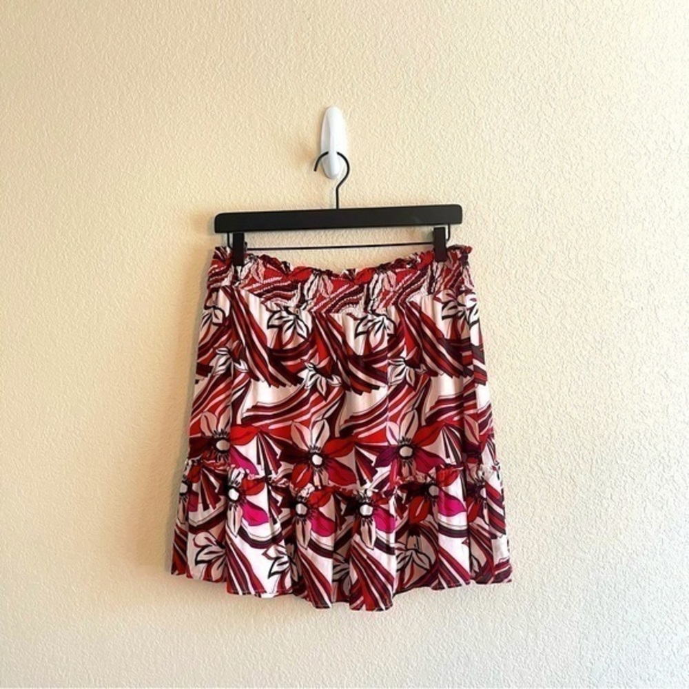 Anthropologie Floral Tiered Mini 70s Vibes Flowy Skirt Women's Size Medium